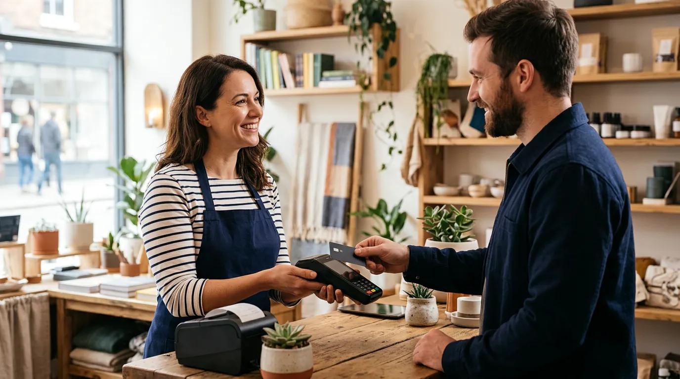 Business owner processing a customer payment